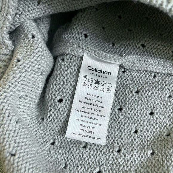 NEW Callahan Gray 2 Pc Set Cropped Knit Cardigan Sweater & Midi Skirt Cotton XS - Picture 7 of 10